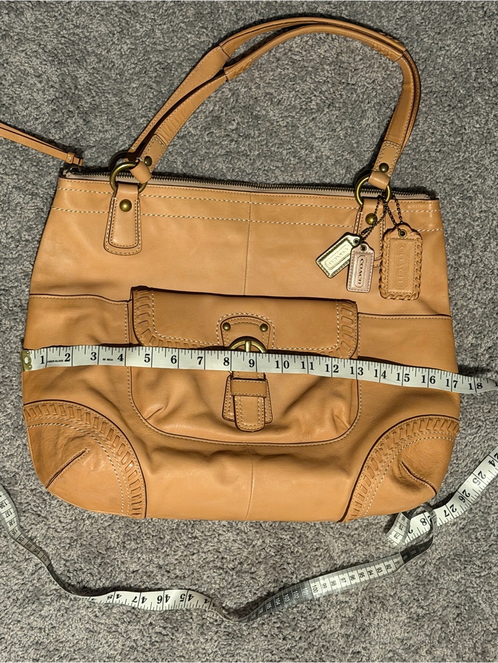 Coach Poppy Whipstitch Leather Hobo Tote Bag - Picture 16 of 17